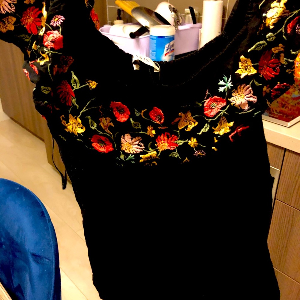 Floral black off the shoulder top